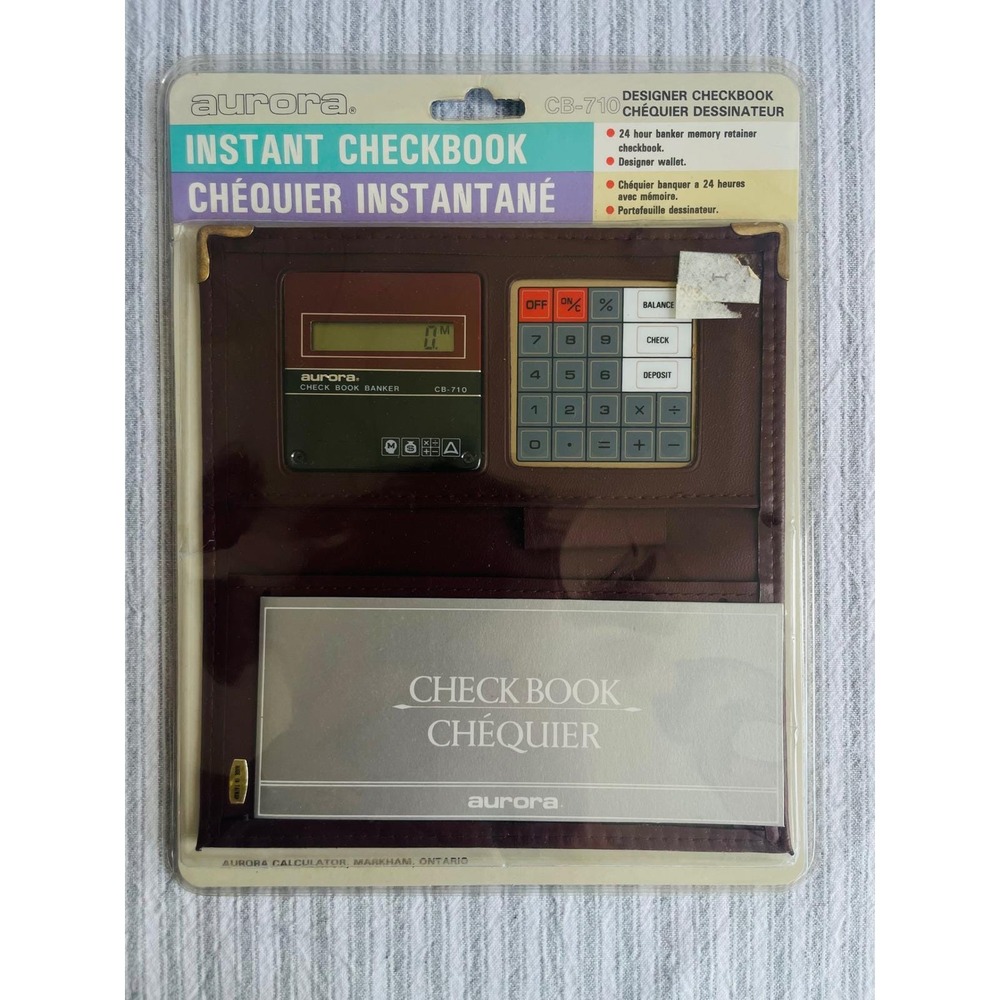 Vintage Aurora CB-710 Instant Checkbook Banker Calculator Designer Wallet WORKS!